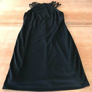 Lauren Ralph Lauren Dress Women 8P Black Criss Cross Strap Knee Length Sculpting